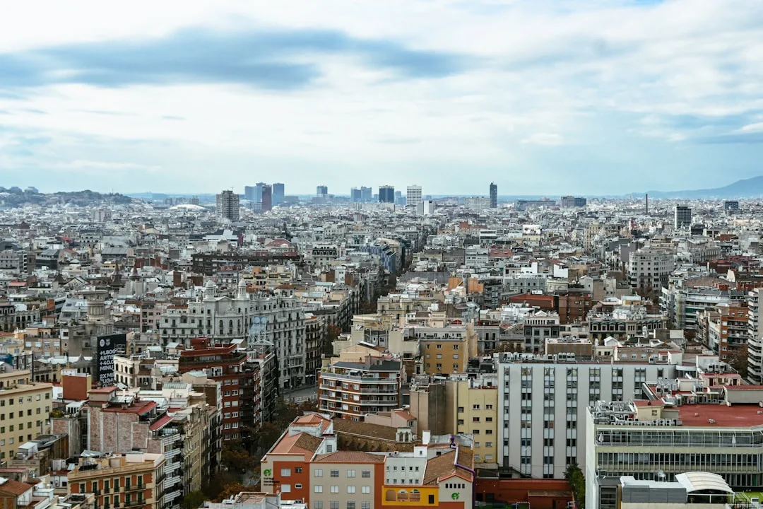 Expansive cityscape with dense buildings and distant skyscrapers